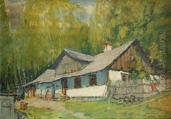 Divka V Klobouku Oil Painting by Jan Dedina