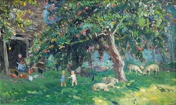 Pasture Oil Painting by Jan Dedina