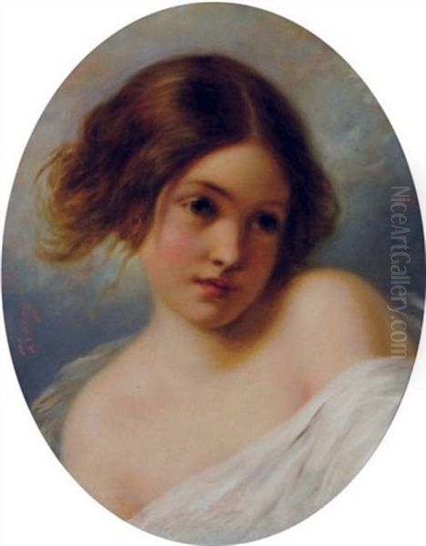 A Young Girl Oil Painting by Pierre Joseph Dedreux-Dorcy