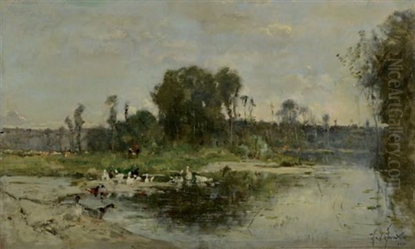 Canards Sur Un Etang Oil Painting by Alexandre Defaux