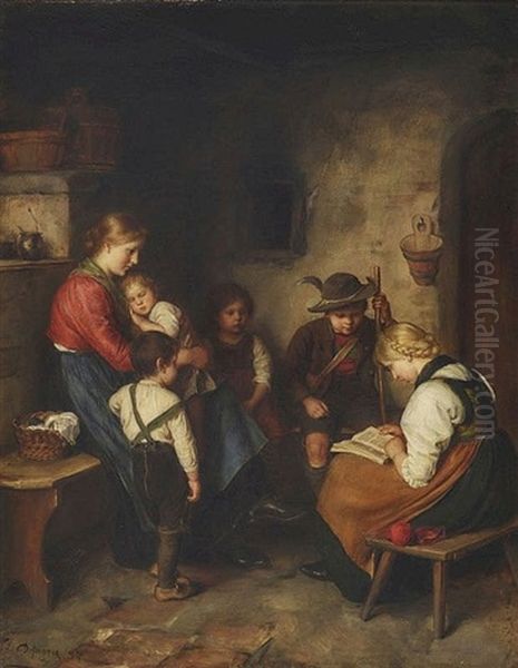 Lesestunde Oil Painting by Franz Von Defregger