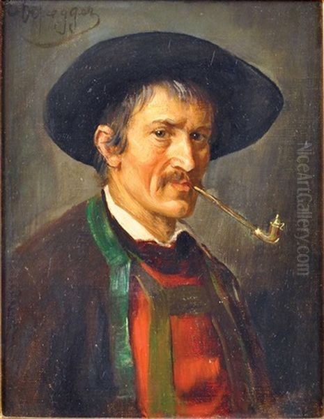 Man With Pipe Oil Painting by Franz Von Defregger