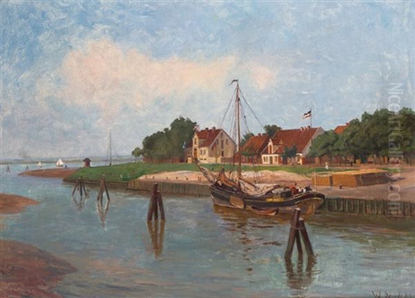 Hafen Von Fedderwardersiel Oil Painting by Wilhelm Degode