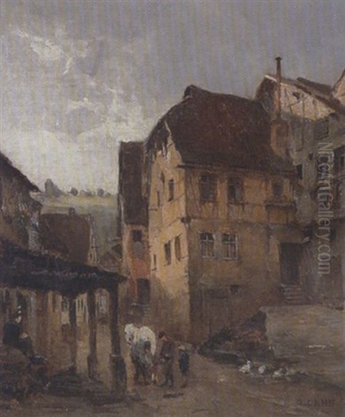 Dorfansicht Oil Painting by Georg Dehn