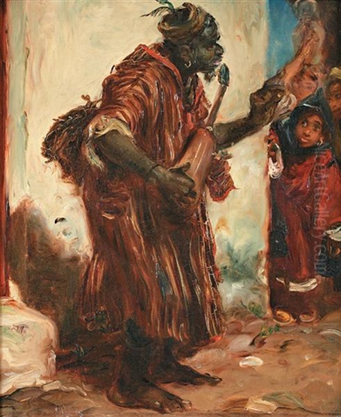Musicien Marocain Gnaoua Oil Painting by Edme Alexis Alfred Dehodencq