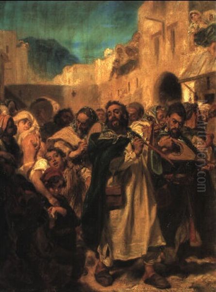Fete Juive A Tetuan Oil Painting by Edme Alexis Alfred Dehodencq
