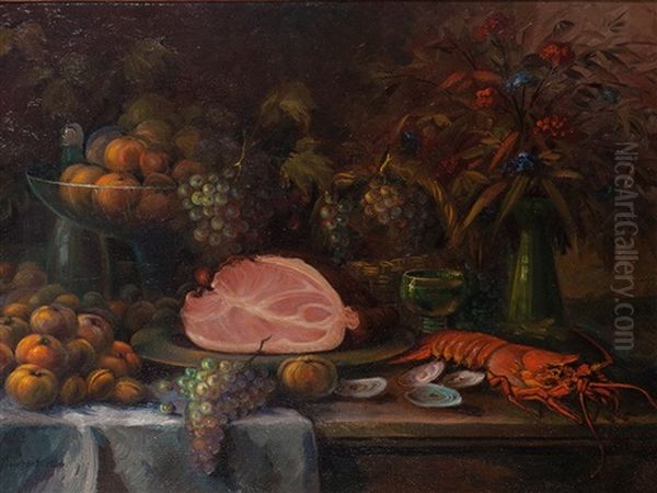 Sumptuous Still Life Oil Painting by Georg Deinhart