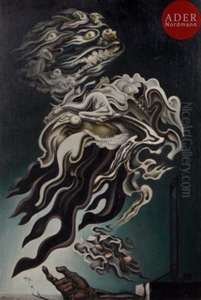 Composition Surrealiste Oil Painting by Felix Del Marle