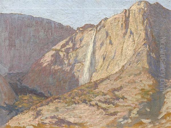Yosemite Falls Oil Painting by Maurice Auguste Del Mue