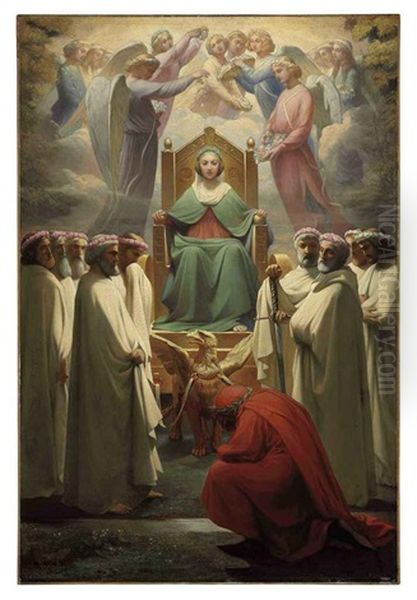 Apparition De Beatrix A Dante Oil Painting by Henri Delaborde