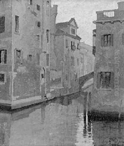 Kanal In Venedig Oil Painting by Theodore Delachaux