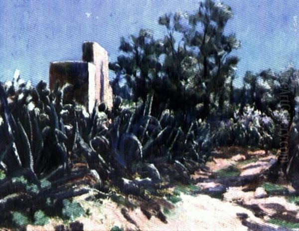 Chemin Creux A Sidi Bou Said. Tunisie Oil Painting by Andre Delacroix