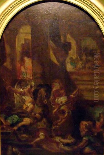 Heliodore Chasse Du Temple Oil Painting by Eugene Delacroix
