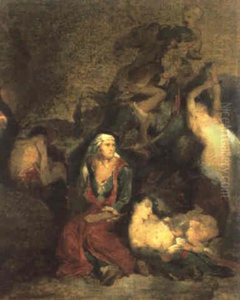 Olskizze Zu: Massaker Von Christus Oil Painting by Eugene Delacroix