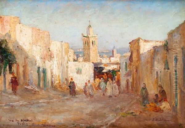 Rue Du Mel Kad - Tunis Oil Painting by Eugene Jules Delahogue