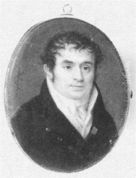 A Gentleman, In Blue Coat With Gold-coloured Buttons, White Waistcoat And Tied White Stock Oil Painting by Jacques Delaplace