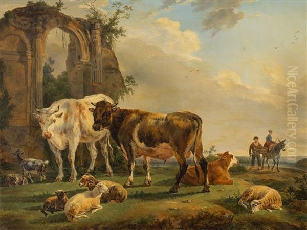 Arcadian Landscape Oil Painting by Henri Delattre