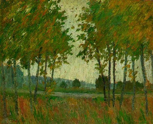 Paysage Aux Peupliers Oil Painting by Joseph Delattre