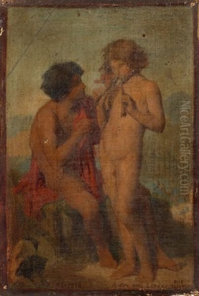 La Lecon De Flute Oil Painting by Jules-Elie Delaunay