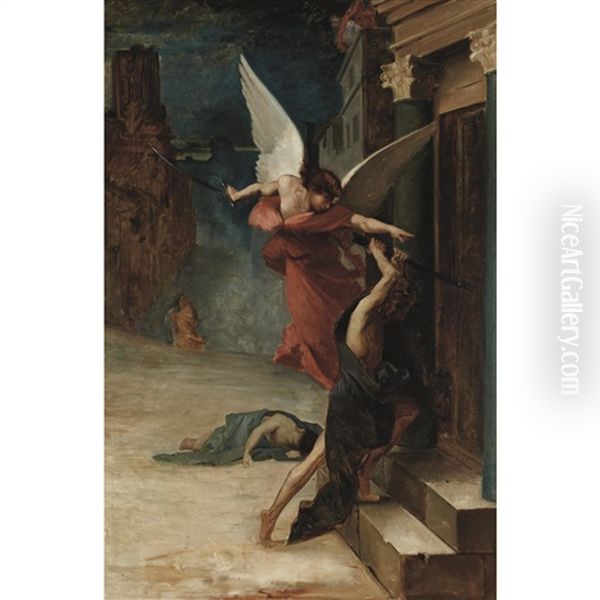 Etude Pour La Peste A Rome, 1869 Oil Painting by Jules-Elie Delaunay