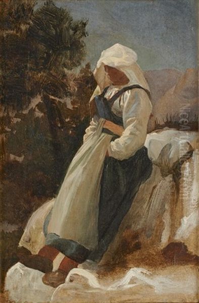 Jeune Romaine Oil Painting by Jules-Elie Delaunay