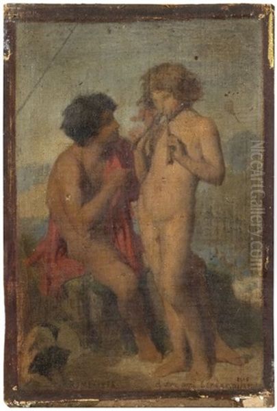 La Lecon De Flute Oil Painting by Jules-Elie Delaunay