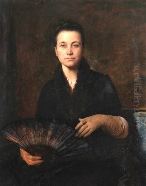 La Dame Au Gant (portrait De Madame Mantin) Oil Painting by Jules-Elie Delaunay