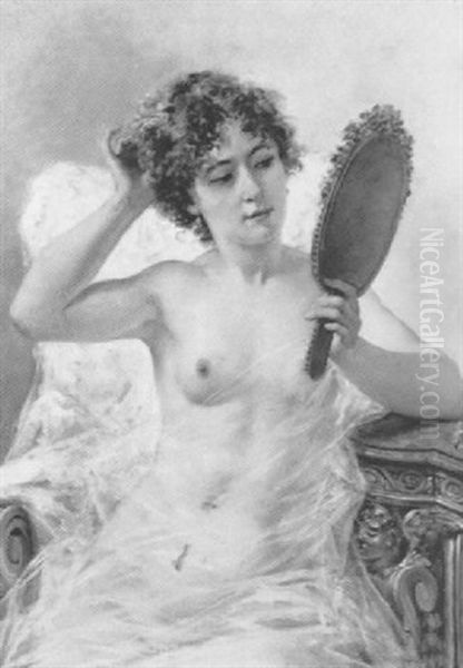 La Femme Au Miroir Oil Painting by Jules-Elie Delaunay