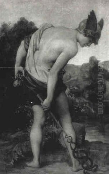 Mercure Inventant Le Caducee Oil Painting by Jules-Elie Delaunay
