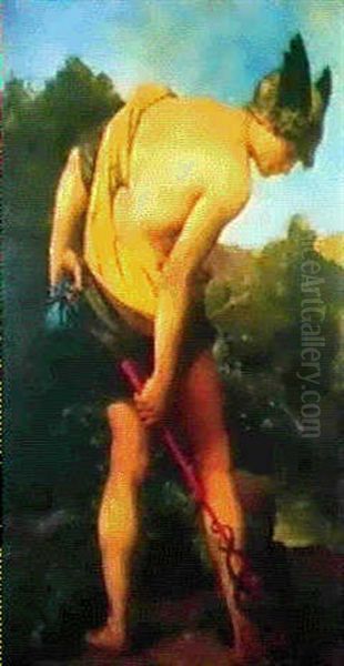 Mercure Inventant Le Caducee Oil Painting by Jules-Elie Delaunay