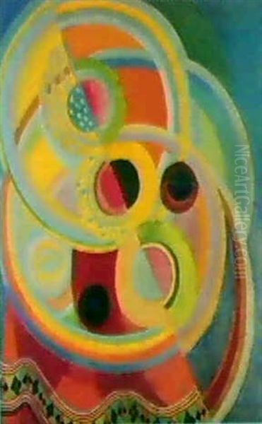 Nature Morte A La Nappe Rouge Oil Painting by Robert Delaunay