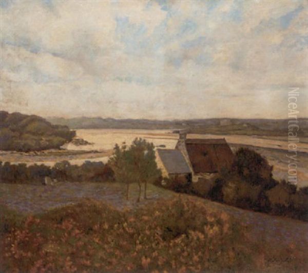 Un Gite Pres De La Riviere A Pont-aven Oil Painting by Henri Delavallee