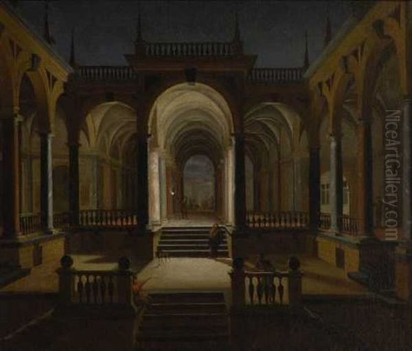 Nachtliche Palasthof Oil Painting by Dirck Van Delen