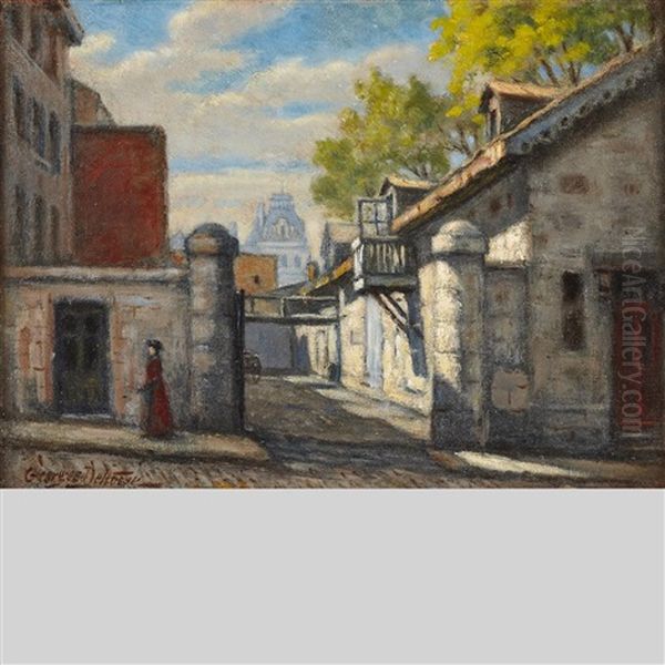 Old Montreal With The Magistrate's Court Oil Painting by Georges Marie Joseph Delfosse