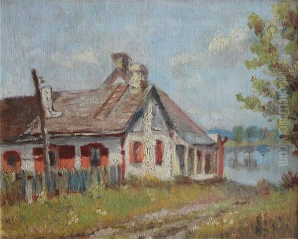 Maison Du Bottier At Oka Oil Painting by Georges Marie Joseph Delfosse