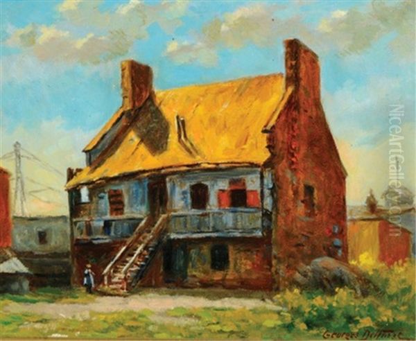 Quebec Tenement Oil Painting by Georges Marie Joseph Delfosse