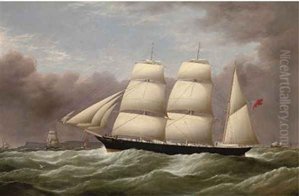The Barque Alfred Hawley Off The Skerries On Her Way Into Liverpool Oil Painting by G. Dell