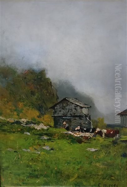 Scende La Nebbia Oil Painting by Lorenzo Delleani