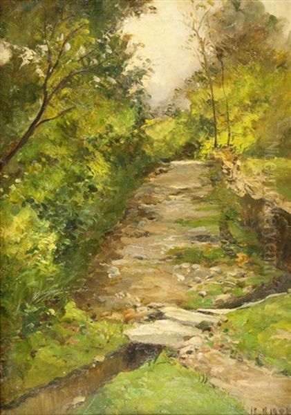 Ruscello Tra Il Bosco Oil Painting by Lorenzo Delleani