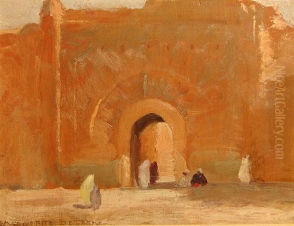 Porte Bab Aganaou A Marrakech Oil Painting by Marguerite Anne Rose Delorme
