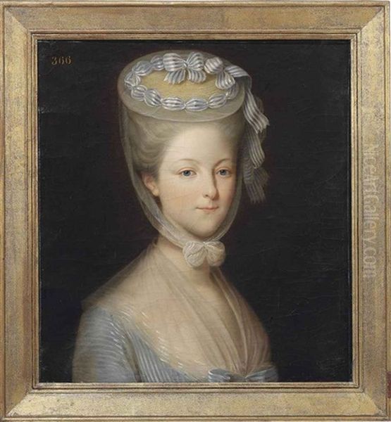 Portrait Of Princess Marie-therese-louise De Savoie-carignan Princess De Lamballe In A White Gown, With A Gauze Wrap... Oil Painting by Pierre Claude Francois Delorme
