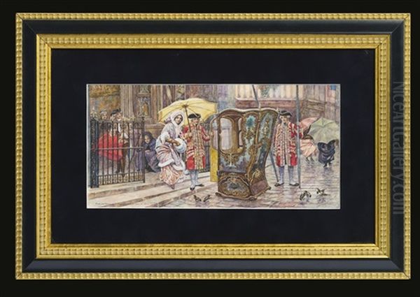 Leaving From Church Oil Painting by Charles Edouard Edmond Delort