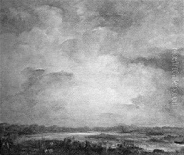 Landschaft An Der Seine Oil Painting by Hippolyte Camille Delpy