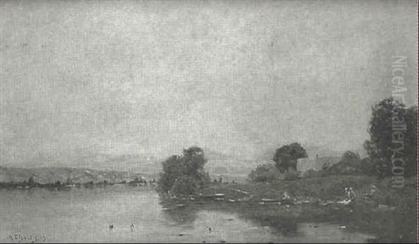 Lavanderas Al Atardecer Oil Painting by Hippolyte Camille Delpy