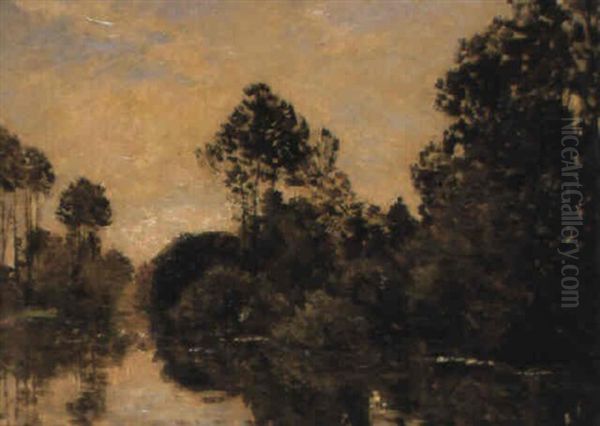 Vue De L'armancon A Laroche Oil Painting by Hippolyte Camille Delpy