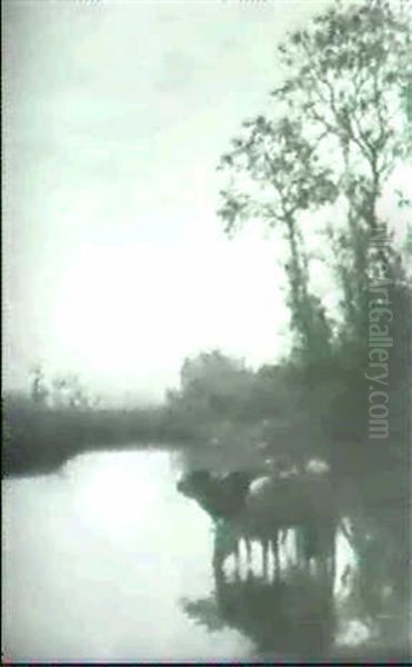 Abendsonne. Oil Painting by Hippolyte Camille Delpy