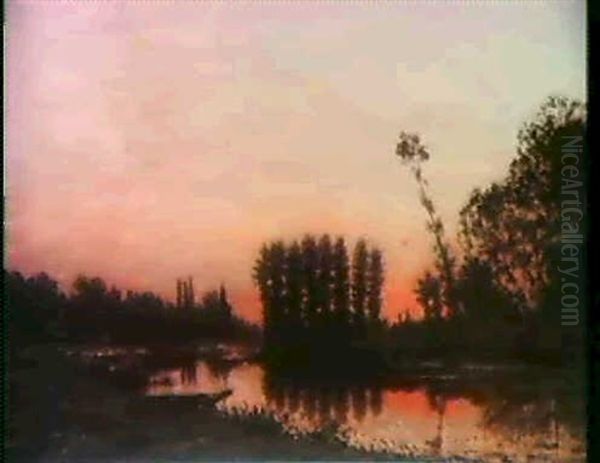 Le Coucher De Soleil Oil Painting by Hippolyte Camille Delpy