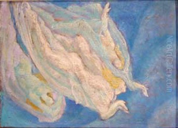 3 Dames Dans Le Ciel Oil Painting by Jean Delville