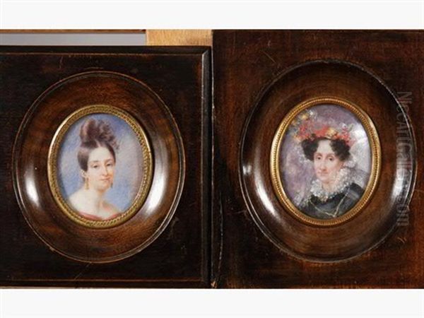 Portrait De Mademoiselle Champain (+ Portrait De Madame Champain, Lrgr; Pair) Oil Painting by Antoinette Louise Demarcy