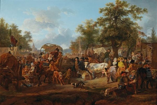 Village Fair Oil Painting by Jean-Louis Demarne